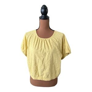 Madewell Yellow Eyelet Wrap Blouse Size Size Large  #B243